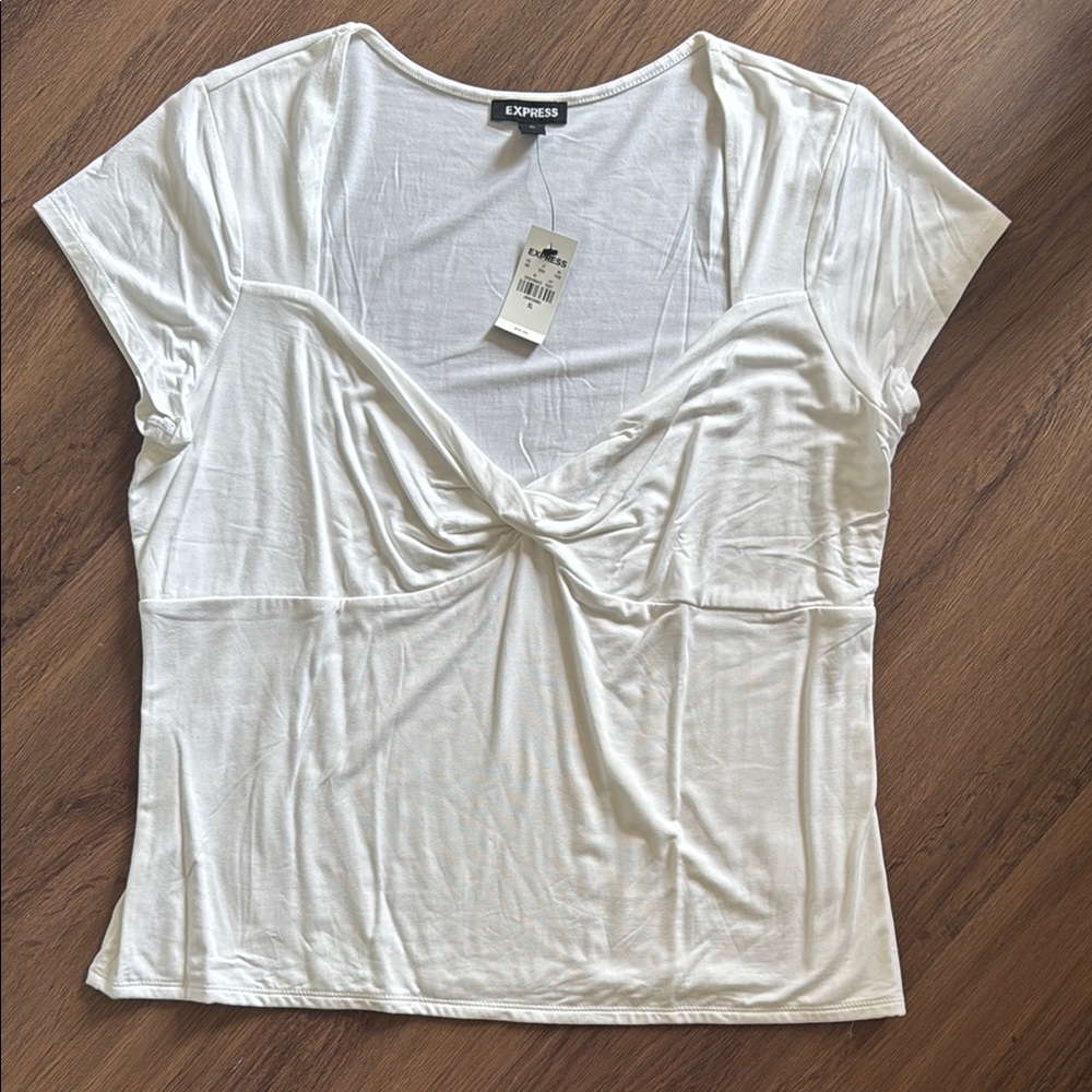 NWT Express White Twist Front Cap Sleeve Top
